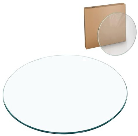 ZGFOZJGC Plateau de Table Rond en Verre trempé Transparent, 40 cm, 50 cm, 60 cm, 70 cm, 80 cm, Rond, Plateau de Table en Verre, Table à Manger, Table Basse, comptoir de Remplacement Circulaire, Plate