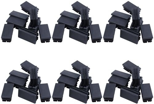 Rdjumpdjo 48 Stück Schwarzer Kunststoff Rechteckige Blindkappen Einsätze 20Mm X 40Mm