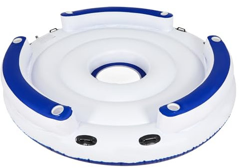 YUSING Inflatable Pool Floats, 2-3 Person Giant Pool Float Lounger with Cup Holder for Adults & Kids, Floating Island for Indoor & Outdoor