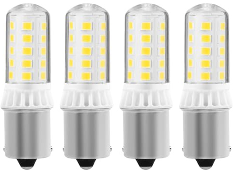 KUNKA B15S 12V LED Lampe 3W 400 Lumen, CRI85, 1156 Sockel AC12V-24V für Landschaft Patio Licht Deck Licht Rasenmäher, Schneefräse Ersatz, 1103/1141 Einzelkontakt-Sockel (Kaltweiß 6000K, 4er-Set)