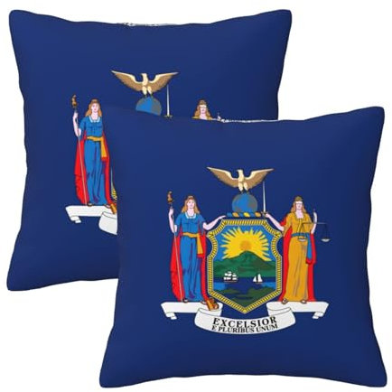 BREAUX Uni-Couch-Überwurfkissen, Motiv: New York-Flagge, weiches Polyester, zweiseitiger Volldruck, Kissenbezüge für jeden Raum