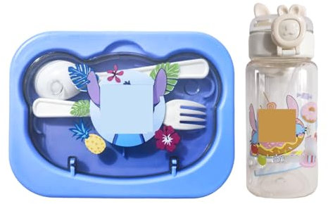 FSJENCIP Brotdose Stitch für Kinder, Jungen, Mädchen, Stitch-Trinkflasche, Brotdose für Kinder, 11 x 7 x 16,5 cm, Stitch