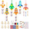 Windspiel Bastelset Kinder,12 STK Raketen Windspiel Basteln,DIY Kindergeburtstag Basteln Holz zum Bemalen,Windspiel Bastelset,Weltraum Bastelset Kindergeburtstag für Jungen Mädchen Outdoor Party Deko