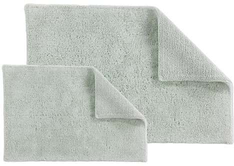 Schöner Wohnen Kollektion Badteppich einfarbig Mint Set aus 40x60cm & 67x110 cm – Badematte rutschfest - Badteppich waschbar – Badezimmer Duschvorleger Trockner geeignet