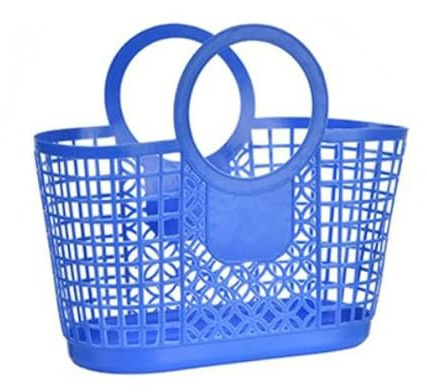Hohler Aufbewahrungskorb aus Kunststoff, faltbare Tasche für Zuhause, Spielzeug, Kleidung, Küche, Obst, Gemüse, Aufbewahrungskorb, tragbare Duschkörbe (blau)