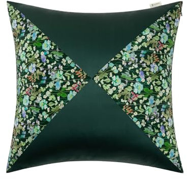 LILYSILK Seidenkissenbezug mit Liberty-Blumenmuster – 1 Stück 101% Maulbeerseiden-Kissenhülle für besseren Schlaf und Haarpflege(Märchenwald,45x45cm)