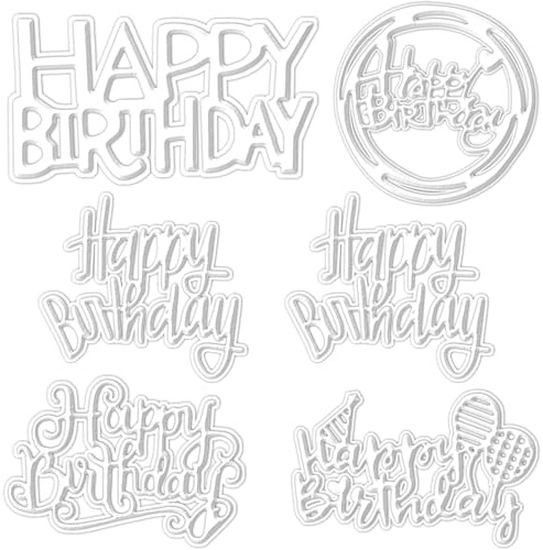 Tarqite 6 Stück Stanzschablone Geburtstag, Happy Birthday Metall Stanzformen, Prägeschablonen zum Geburtstag, Stanzschablonen Schriften für DIY Handwerk und Glückwunschkarte