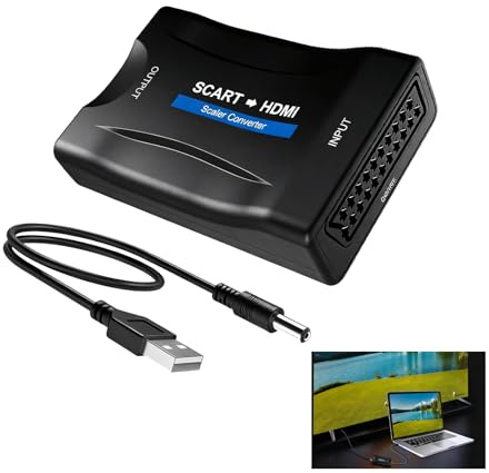 GodtKowty SCART to HDMI Converter SCART to HDMI Adapter for STB, VHS, VCR, Wii, Xbox, PS1, PS2, PS3, and Old DVD Players - Supports 720P/1080P Video and Audio Output