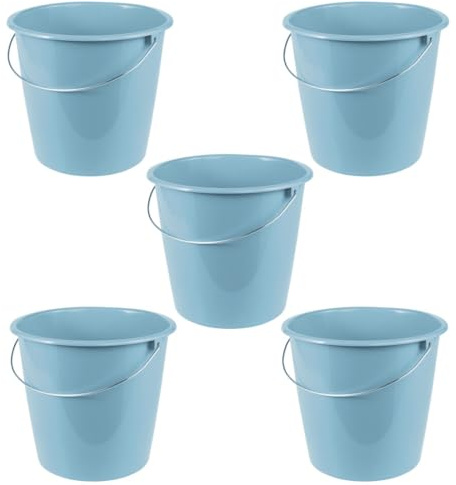 keeeper Erik 5X Eimer mit Metallbügel, 10 l, Polypropylen, 28,5 x 28,5 x 26 cm, Nordic Blue
