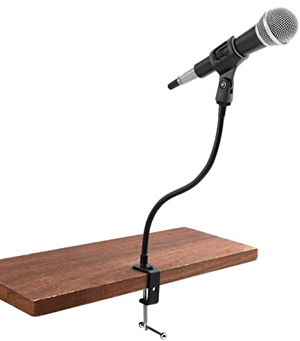 Microphone Am Stand, Adjustable 360 Degree Flexible Gooseneck Microphone Stand With Clip Desk Mic Boom Arm Holder (Black)