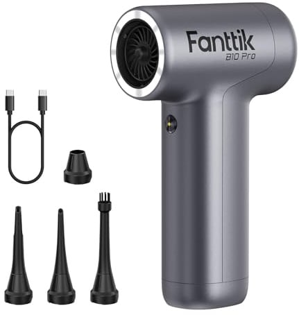 Fanttik B10 Pro Elektrische Staubgebläse, Electric Air Duster-Silber | 110000 U/min bürstenloser Motor, 3-Gang einstellbare Mini-Gebläse mit Ein-Knopf-Booster für PC, Tastatur, Elektronik,Werkbank