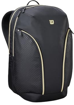 Wilson Defy V1 Padel Rucksack, Mit Thermofolien-Schutz für zwei Padel-Schläger, Kombiniert Funktionalität, Organisation & modernes Design, Farbe: Schwarz/Gold