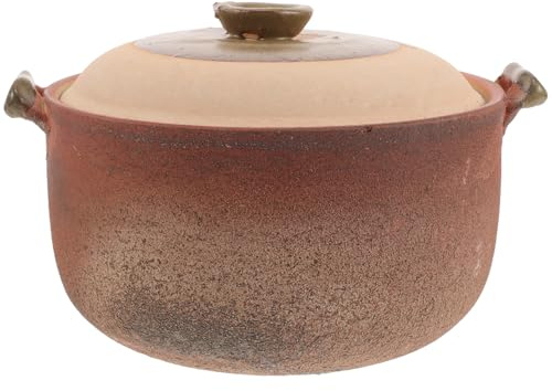 BIUDECO Cocotte en Terre Cuite 2,5l avec Poignée et Couvercle, Marmite Profonde Argile Alimentaire pour Mijotage et Cuisson Lente, Pot à Soupe Étanche la Cuisine Maison