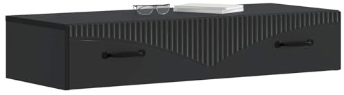 vidaXL Wandmontierter Beistelltisch Schwarz 87,5 x 34,5 x 17 cm, Moderner Wohnbereich, rechteckiger Tisch, Wandmontage, schicke Aufbewahrung, platzsparend, funktionales Möbel