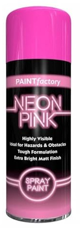 HOCHSTE® Paint Factory Fluorescent Spray Paint, Fast Dry Aerosol Paint for Wood, Metal, Plastic & More, Bright Neon Finish for Craft Projects & Decorative Use, 200ml, (Neon Pink, Set of 1)