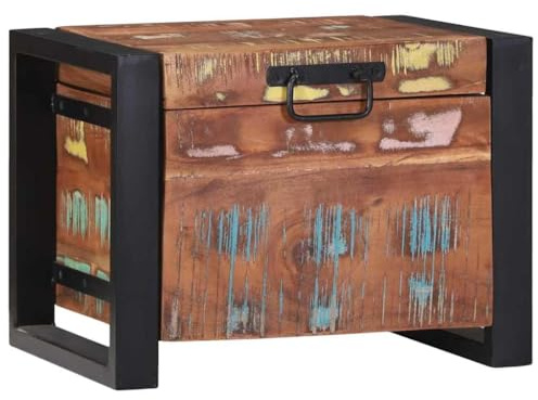 LoogCape Aufbewahrungstruhe 40 x 30 x 30 cm aus Massivholz Altholz mit Stauraum für Schlafzimmer Wohnzimmer Flur und Garten, robuste Kiste für Wäsche, Spielzeug, Deko, platzsparend