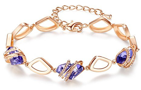 Leafael Pietra dei desideri Bracciale Donna Argento o oro rosa, bracciali donna con cristalli curativi, Senza allergie gioielli donna, Regalo Donna con scatola regalo, estensore catena da 7+2 pollici