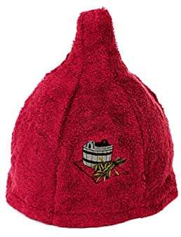 Ger3as Cappello da Sauna da Uomo e da Donna, in 7 Colori, 100% Cotone, con Ricamo (IT, Numero, 55, 60, Rossa)