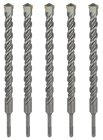 Max-Craft 1 X 10 Inch 5Pcs Pack SDS Plus Rotary Hammer Drill Bit Carbide Tipped Masonry Concrete Drills with Plus Shank Drilling Concrete, Masonry, Stone, Rocks, Bricks, Road, Wall. (1X10-5PCS)