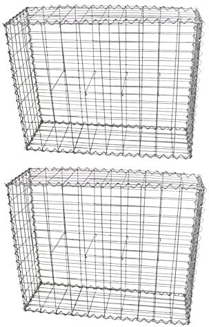 Lot de 2 Paniers de Gabions Argentés en Acier Galvanisé pour Projets d’Aménagement Extérieur, Murs de Soutènement, Clôture de Jardin. 100 x 80 x 30cm