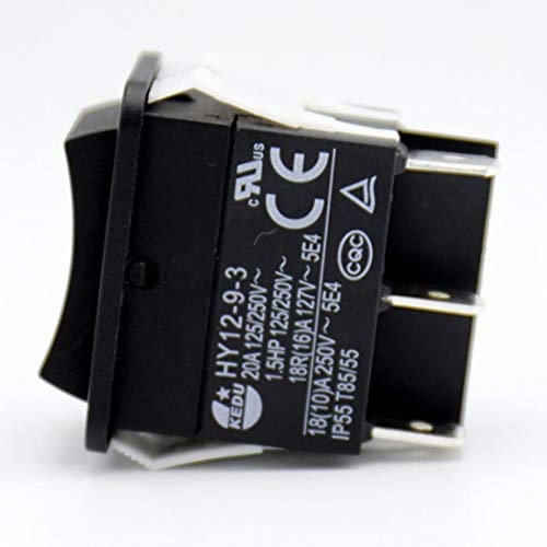 Interrupteurs à Bouton-Poussoir Électrique Industriels KEDU Grand Courant Interrupteur à Bascule HY12-9-3 1.5HP 6Pins Tab 20A 125/250V, 2-Pack