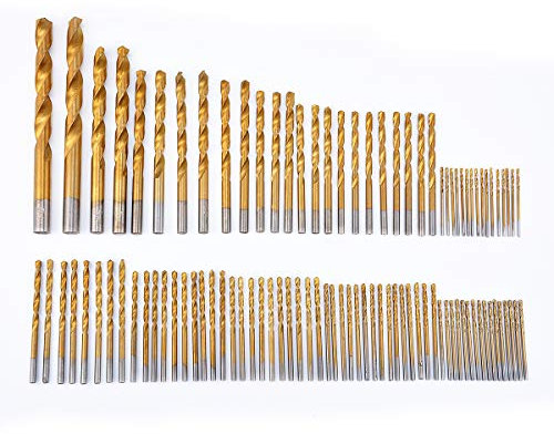 KATUR 99-teiliges Titan-Spiralbohrer-Set, runder Schaft, Hochgeschwindigkeitsstahl, Schnellwechsel, reguläre Bohrwerkzeuge für Holz, Kunststoff, Aluminiumlegierung, 1,5–10 mm
