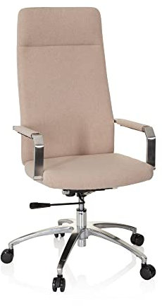 hjh OFFICE 670976 Bürosessel SARANTO Plus I Stoff Beige moderner Bürostuhl mit hoher Rückenlehne