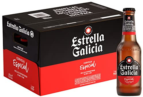 Estrella Galicia Especial - Cerveza Lager Especial, Pack de 24 Botellines x 25 cl, Sabor Ligero y Amargo, Aroma a Lúpulo, 5,5% Volumen de Alcohol