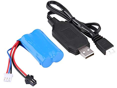 Pasamer Upgraded Rechargeable Battery 7.4V 500mAh With USB Cable for WPL/Crawler/Military RC Car