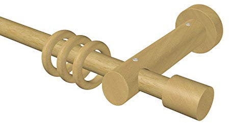 Flairdeco Gardinenstange 20 mm Ø, 1-läufig, Typ Kappe, Holz, Buche lackiert, 200 cm