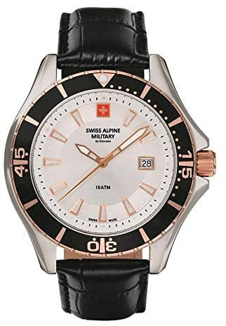 Swiss Alpine Military Herren Uhr Analog Quarz 7040.1552SAM Leder