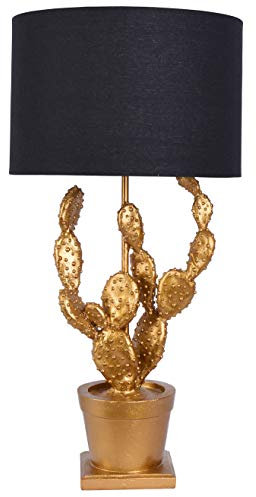Tischleuchte Kaktus Gold Schwarz Nachttischlampe (ohne Leuchtmittel) Pflanze Tischlampe 62cm Leuchte cw233 Palazzo Exklusiv
