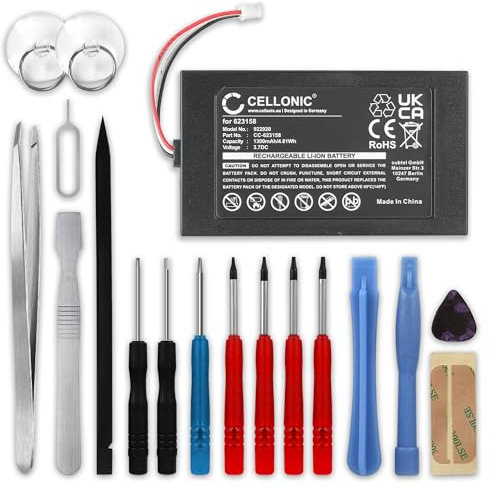 subtel, Batterie für Fernbedienungen kompatibel mit Logitech Elite, Harmony 950, 915-000257 (1300mAh, 7V) + Werkzeug-Set