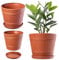 KADAX Pot de Fleurs en Plastique avec Soucoupe pour Intérieur et Extérieur, Catche-Pot Imitant l'aspect du Bois, Conçu en Forme de Tonneau (Terre Cuite, 19 cm)