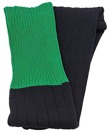 Sutton Sports Contrast Top Football Rugby Premium Socks - Made In UK - BLACK/BOTTLE GREEN - MENS (UK 6-8)