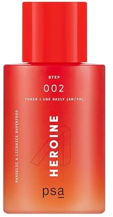 PSA HEROINE Mandelic & Licorice Superfood Glow Toner: Pore-Refining Daily Toner With 6% Mandelic + Lactic Acid, Niacinamide, Licorice Root. 100 Ml / 3.4 Oz