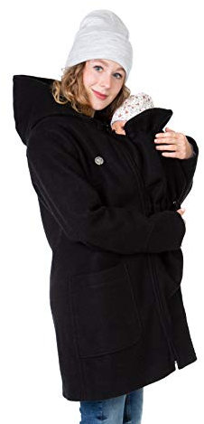 Viva la Mama - 3in1 Wintermantel Babytragen Tragejacke Winter Umstandsmantel warm - VALENTIN - schwarz - L