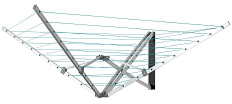 LIVIVO Wall Mounted 5 Arm Aluminum Indoor or Outdoor 26m Clothes Airer Washing Line with Fixing Plate and Fittings Included
