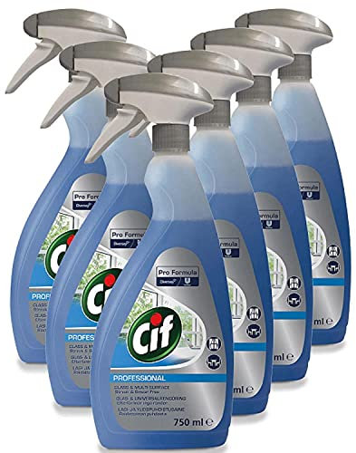 6 Pack of 750ml Cif Professional Formula Glass & Multi-Surface Cleaner Streak and Smear Free Finish