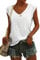 ASKSA Women V Neck Cap Sleeve T-Shirt Summer Solid Color Tank Top Casual Loose Shirts Basic Tee Tops (White,M)