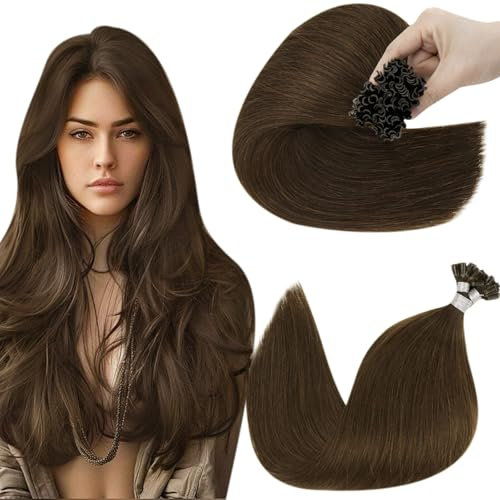 Hetto Extensions Echthaar Bonding Braun Bonding Extensions Echthaar 55 cm Dunkel Braun Keratin U Tip Gerade Invisible Remy Haarverlangerung 1g/s 50g #4