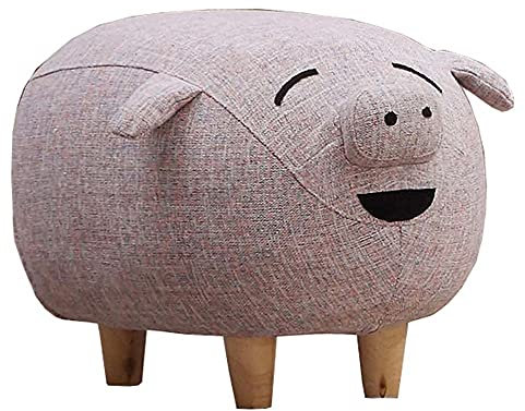 WHOJA Sitzhocker viereckige Sitztruhe Fußhocker Schwein Form Fasergewebe Sofahocker Stabile Massivholzbeine Schuhbank wechseln 40x60x41cm Ottoman Hocker Beinstütze