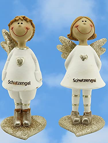 Pommerntraum ® | 2-ER Set! Engel Schutzengel Engelchen Weihnachtsengel Weihnachtsdekoratin Weihnachtsfiguren Dekorationsfiguren Schreibtischfiguren