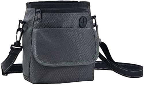 HANWELL Leckerli-Tasche für Hunde mit Kotbeutelhalter, Welpentrainingstasche mit integriertem Kotbeutelspender – verstellbarer Gürtel (neu-grau)