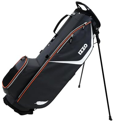 Izzo Golf Ultra-Lite Stand Golf Bag with Dual-Straps & Exclusive Features, Grey/Orange
