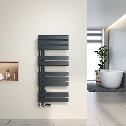 Heilmetz® Badheizkörper Flach Design Heizkörper Handtuchtrockner für Badezimmer Handtuchheizkörper mit Seitenanschluss 400x899mm Handtuchwärmer Anthrazit 399W