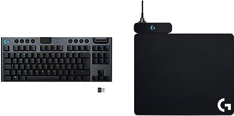 Logitech G915 Lightspeed TKL Teclado Gaming Mecánico Inalámbrico con Teclas GL Táctil de bajo Perfil + POWERPLAY Alfombrilla de Carga Inalámbrica, Alfombrilla de Ratón para Gaming Rígida y de Tela