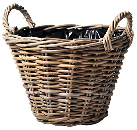 Generisch Aktion !! Pflanzkorb Durchmesser ca. 25 cm und 19 cm hoch aus Rattan, kein Plastik !! robuste Handarbeit Weidenkorb Pflanzgefäß Blumentopf Natur Dekokorb