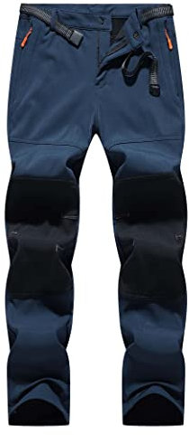 JustSun Skihose Herren Wanderhose Outdoorhose Softshellhose Trekkinghose Snowboardhose Winter Wasserdicht Winddicht Warm Gefüttert Blau XL