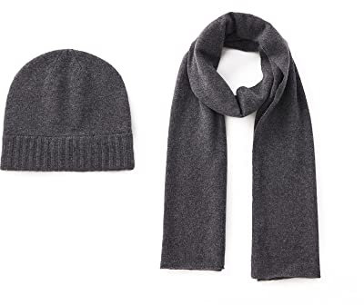 GreenMount Women 100% Pure Cashmere Beanie Hat & Cashmere Scarf Set with Gift Box for Women Winter Plant Dyeing Thanksgiving